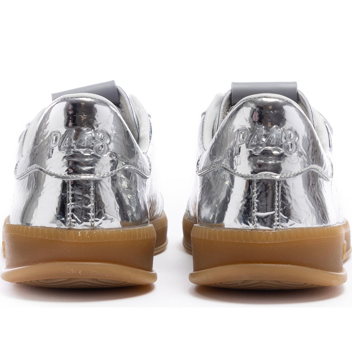P448 Metallic Silver Monza 3 Strap Leather Shoes Sz. 39 / 8-8.5