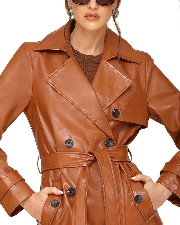 SOLD! AVEC LES FILLES Double Breasted Faux Leather Coat (New) - Medium
