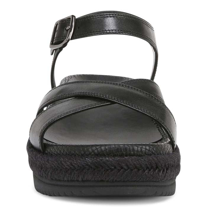 VIONIC Black Leather Espadrille Ankle Strap Sandals Sz. 9 1/2 w/Box!