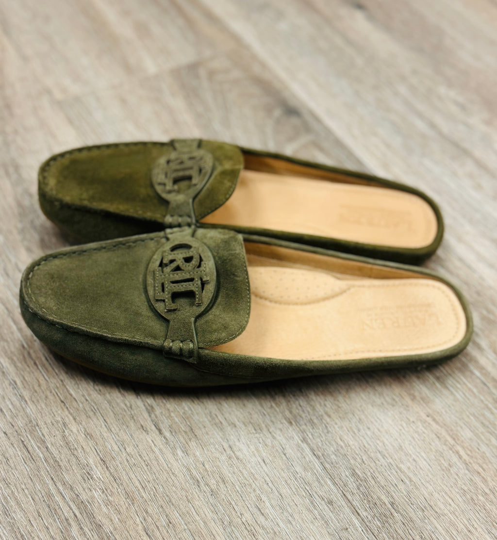 LAUREN RALPH LAUREN Green Suede Driving Loafers Sz. 8 1/2