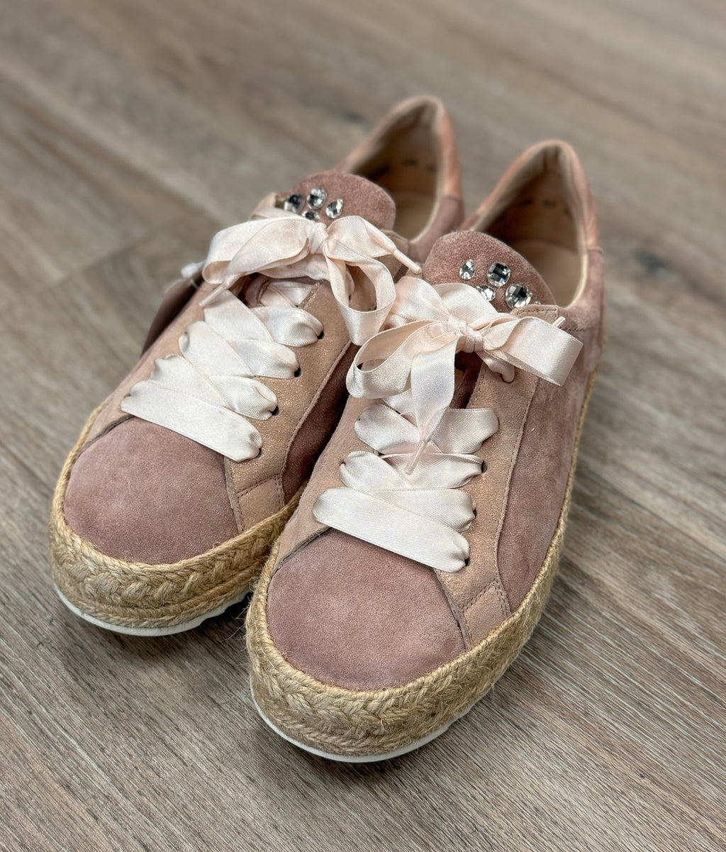 paul green Pink Suede Espadrille Jewel Sneakers Sz. 9