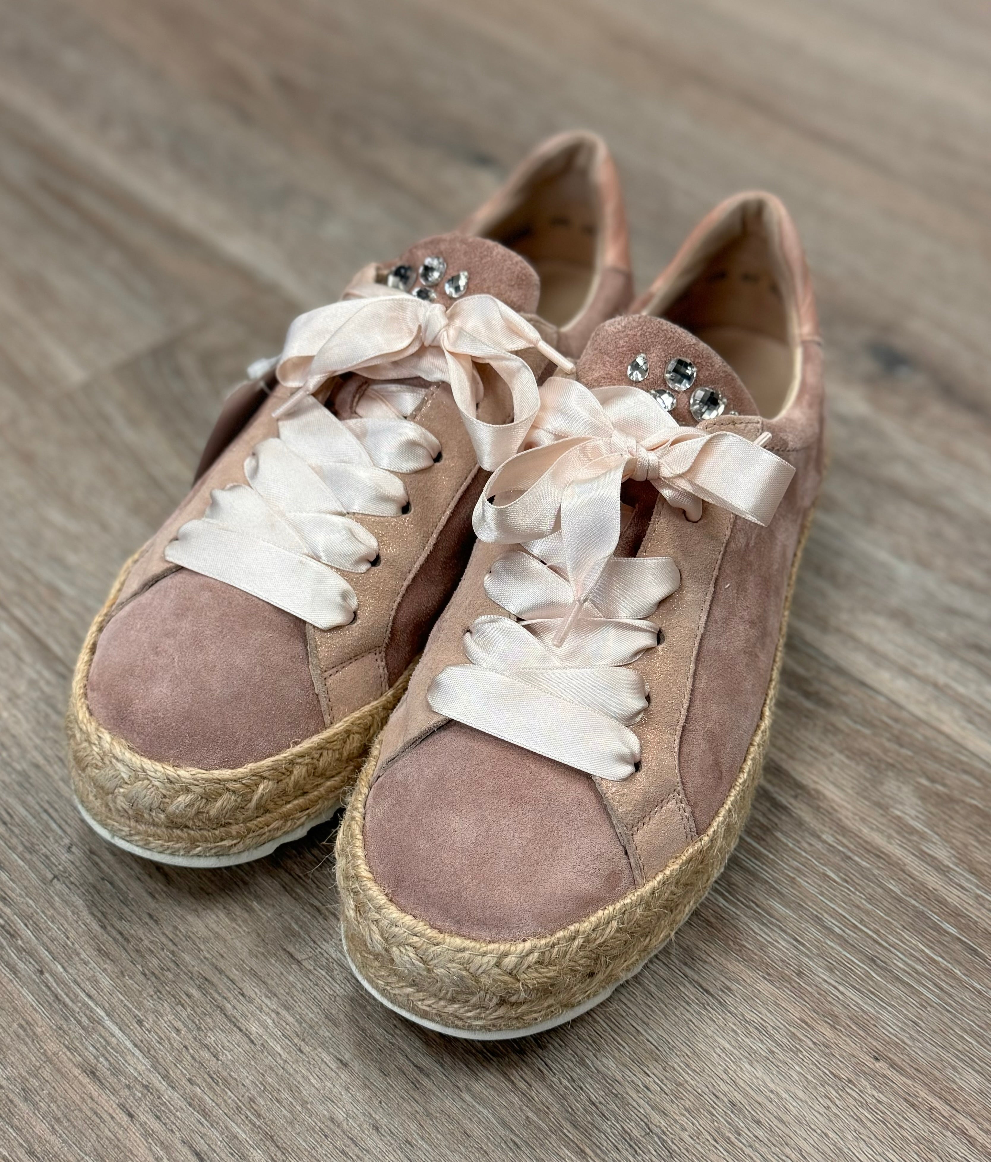 paul green Pink Suede Espadrille Jewel Sneakers Sz. 9
