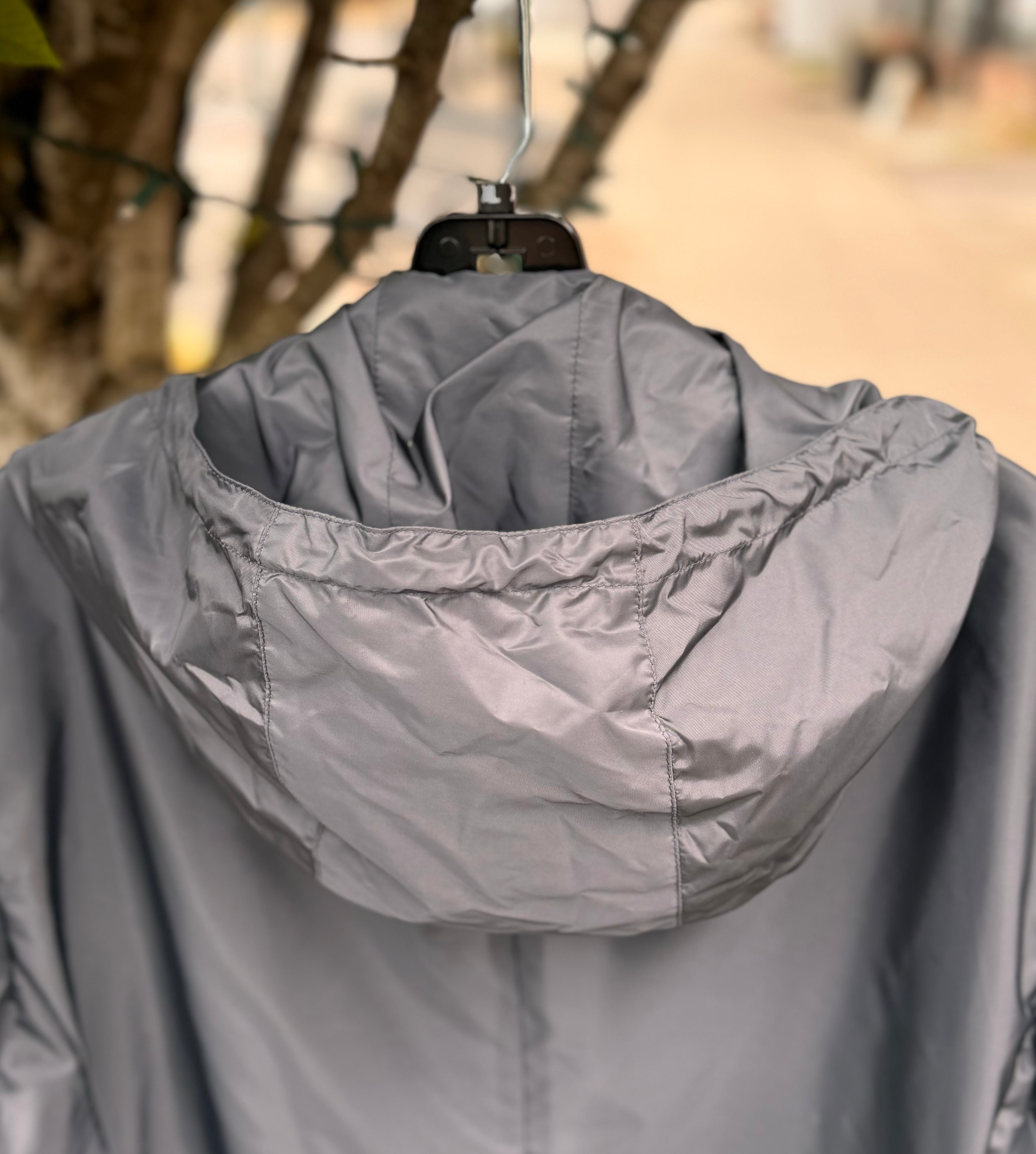 PRADA Grey Nylon Blazer Style Hooded Men’s Jacket - XL