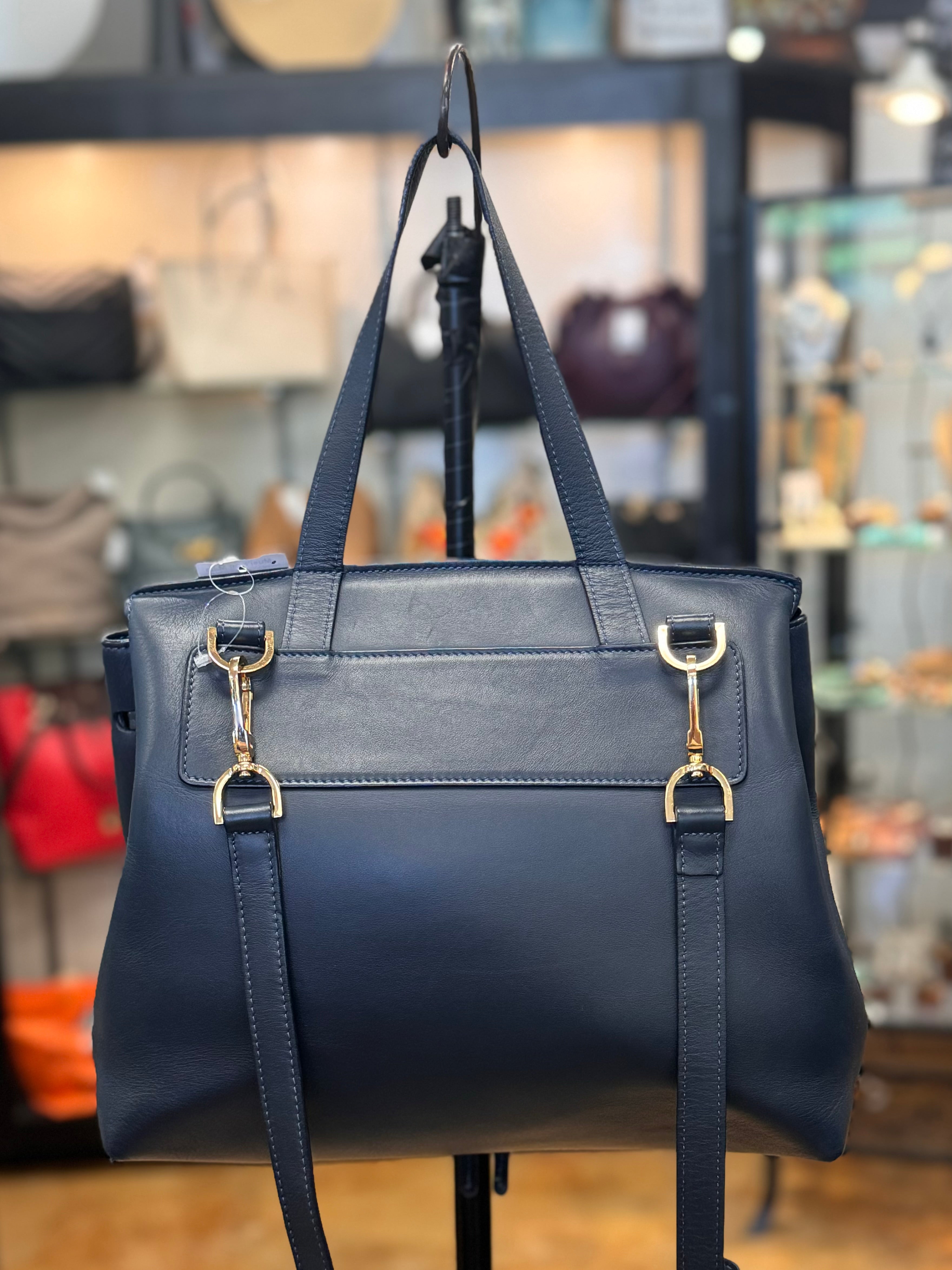 MANSUR GAVRIEL Navy Soft Lady Leather Satchel Bag