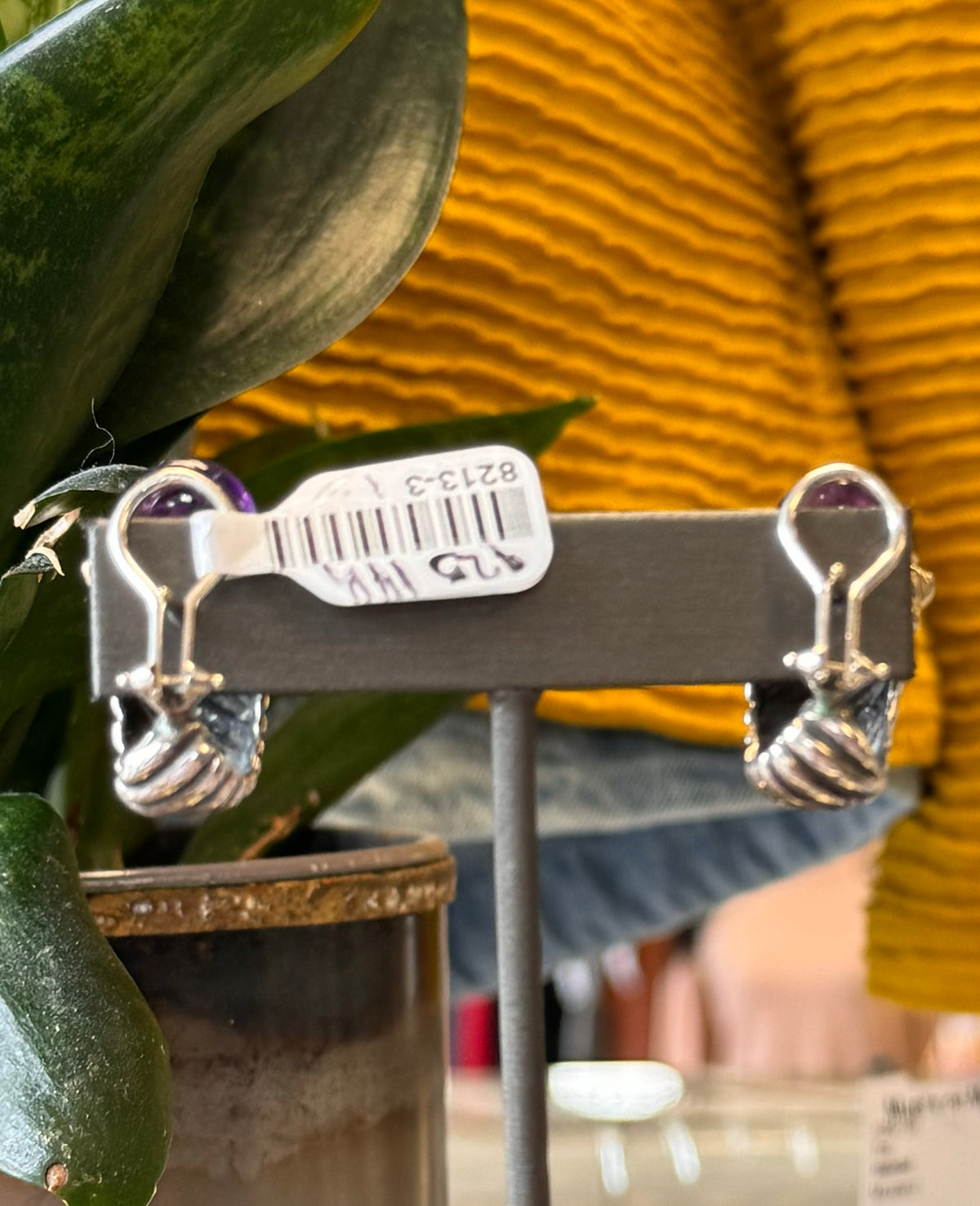 DAVID YURMAN 925 Sterling Silver Amethyst Green Tourmaline Vintage Earrings
