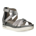 EILEEN FISHER Silver Leather Strappy Sally Sandals Sz. 8