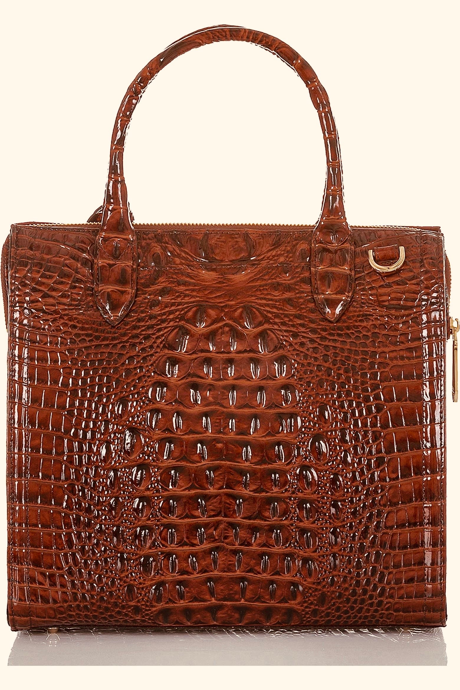 BRAHMIN Brown Croc Embossed Caroline Melbourne Bag