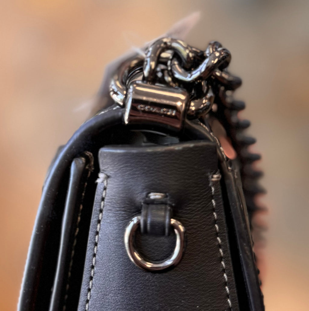 COACH 1941 Swagger Black Tea Rose Tooling Shoulder Bag