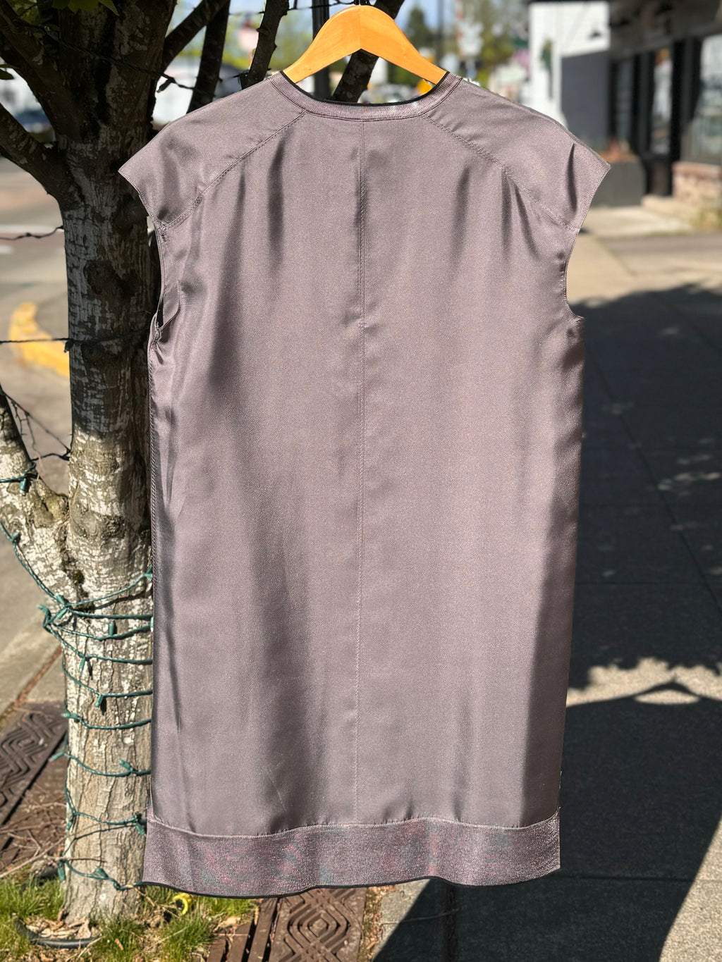 rag & bone Grey 100% Silk Sleeveless V-Neck Dress One Size