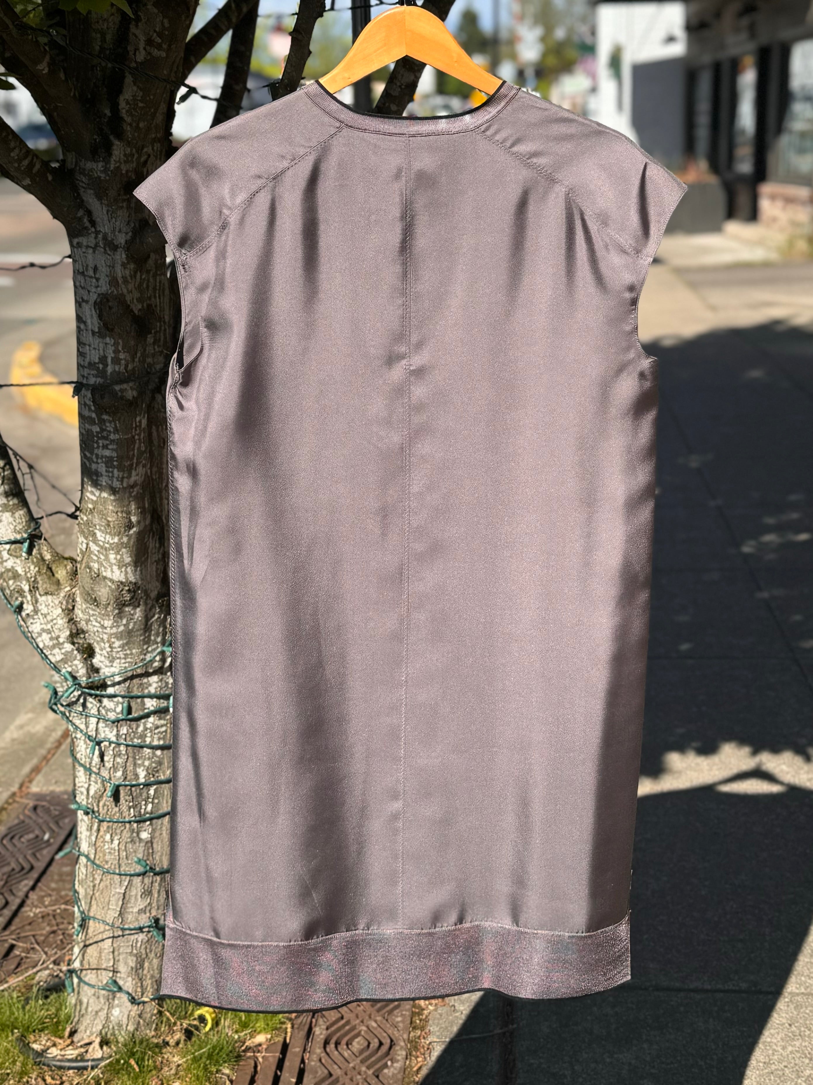 rag & bone Grey 100% Silk Sleeveless V-Neck Dress One Size