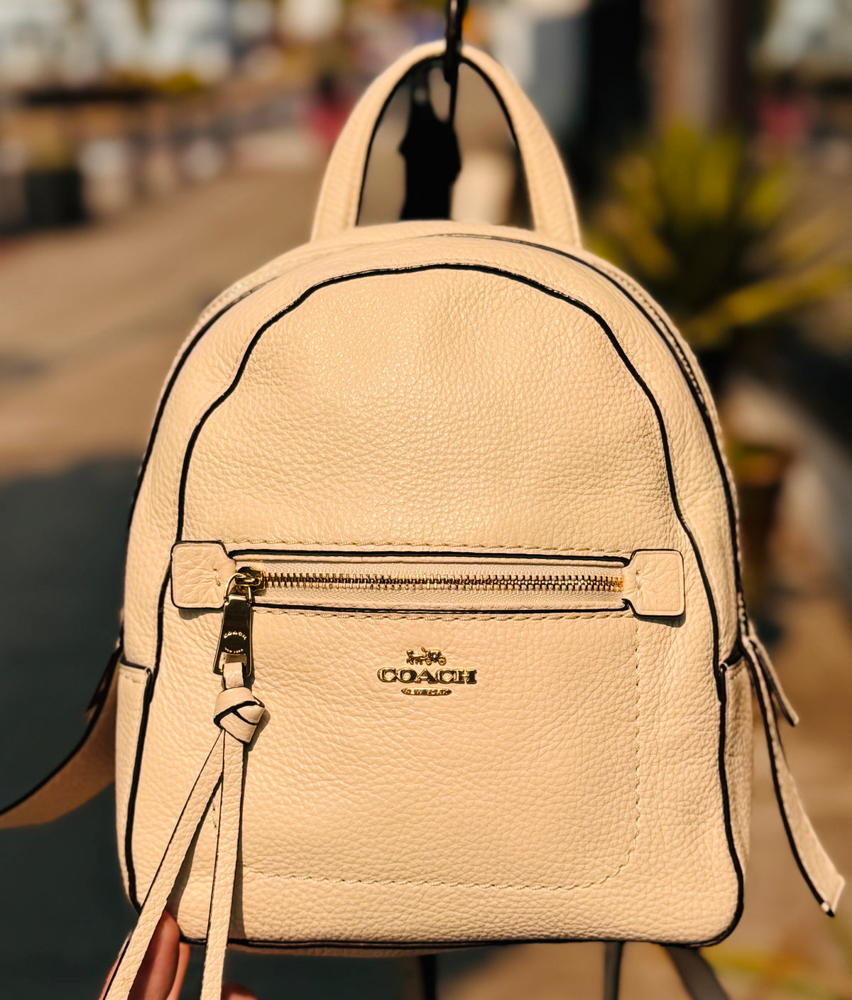 COACH Cream Leather Mini Andi Backpack
