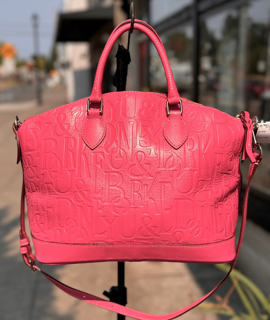 DOONEY & BOURKE Pink Leather Signature Dome Satchel Bag