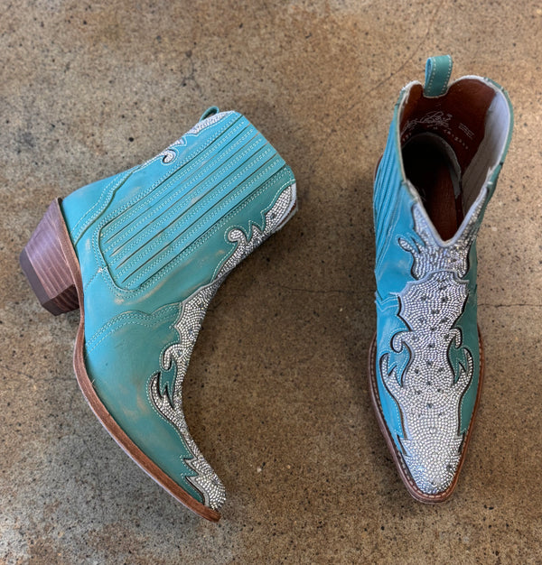 DAN POST Turquoise Crystal Snip Toe Western Boots Sz. 7