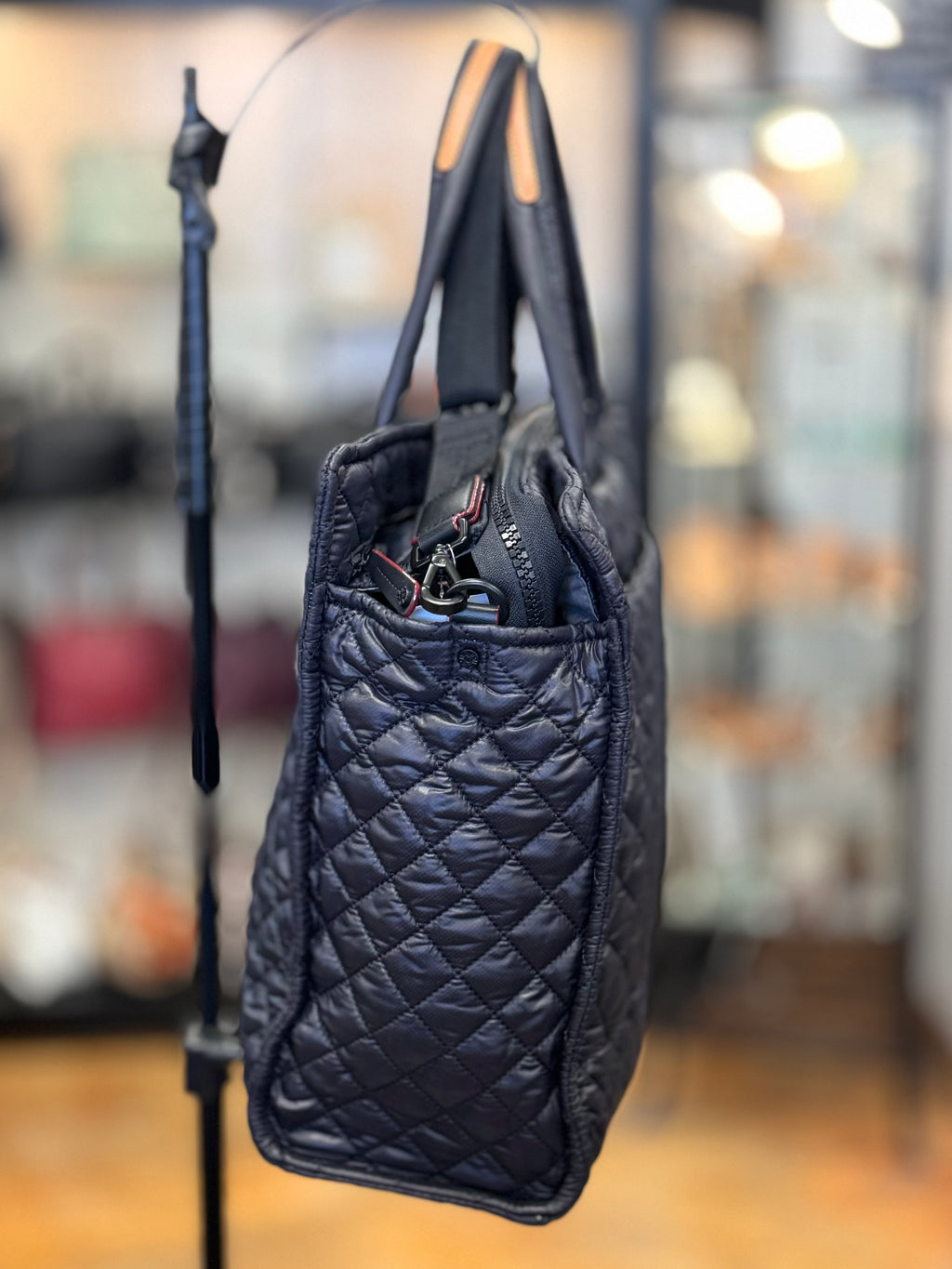 MZ WALLACE Black Nylon Quilted Box Tote