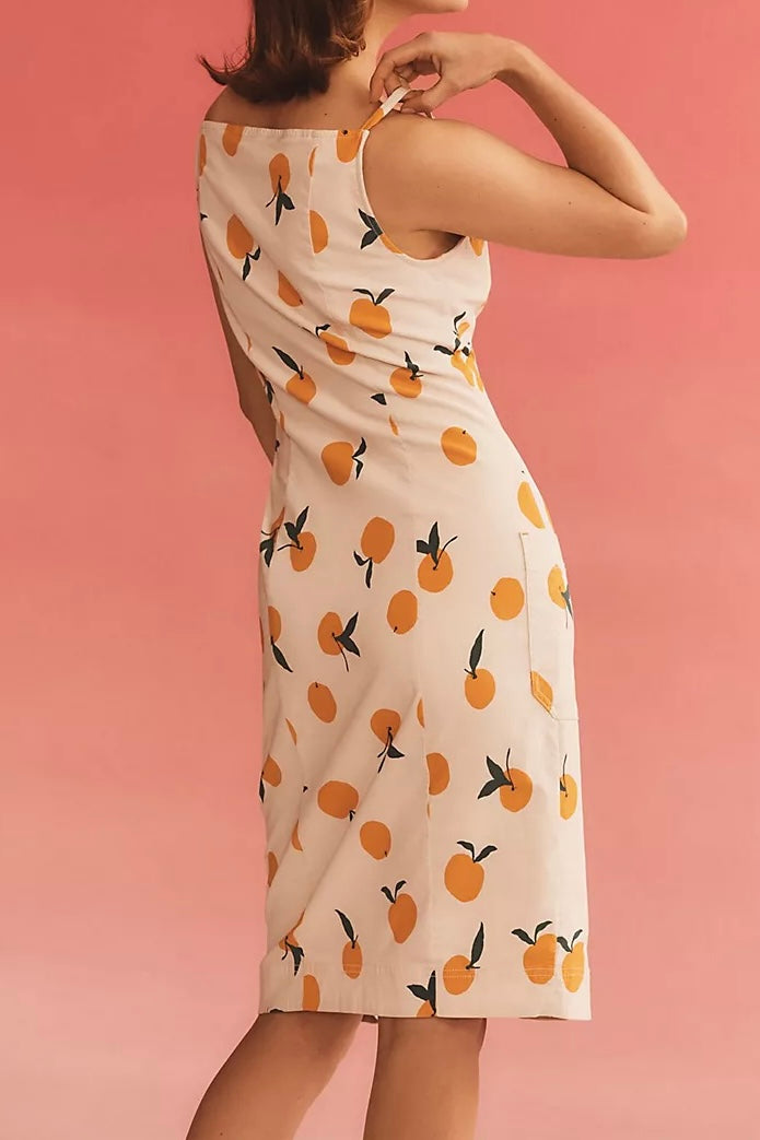 Dylan Mierzwinski Orange Print Colette Midi Dress Large