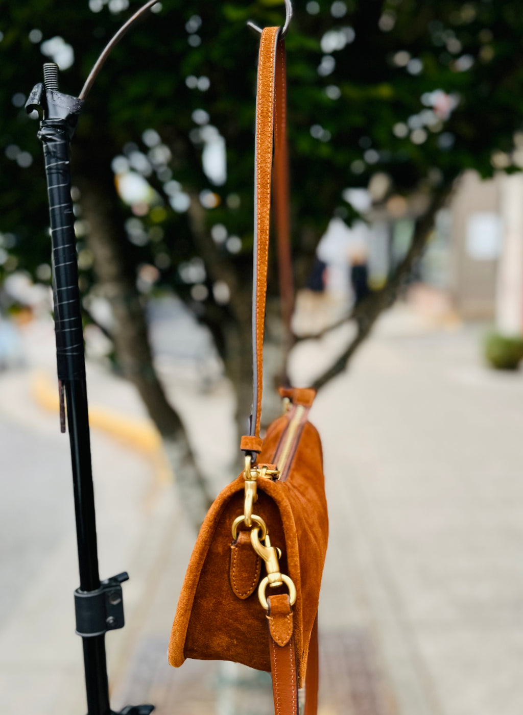 COACH Brown Waverly Suede Convertible Crossbody Bag
