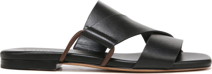 VINCE. Black Leather Dylan Slide Sandals Sz. 8