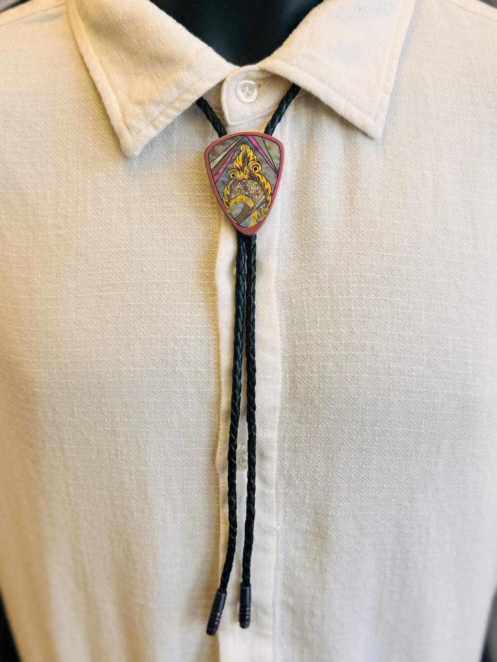 WALKERS ROCKERS Custom Engraved Anodized Patrica Walker Knives Bolo Tie