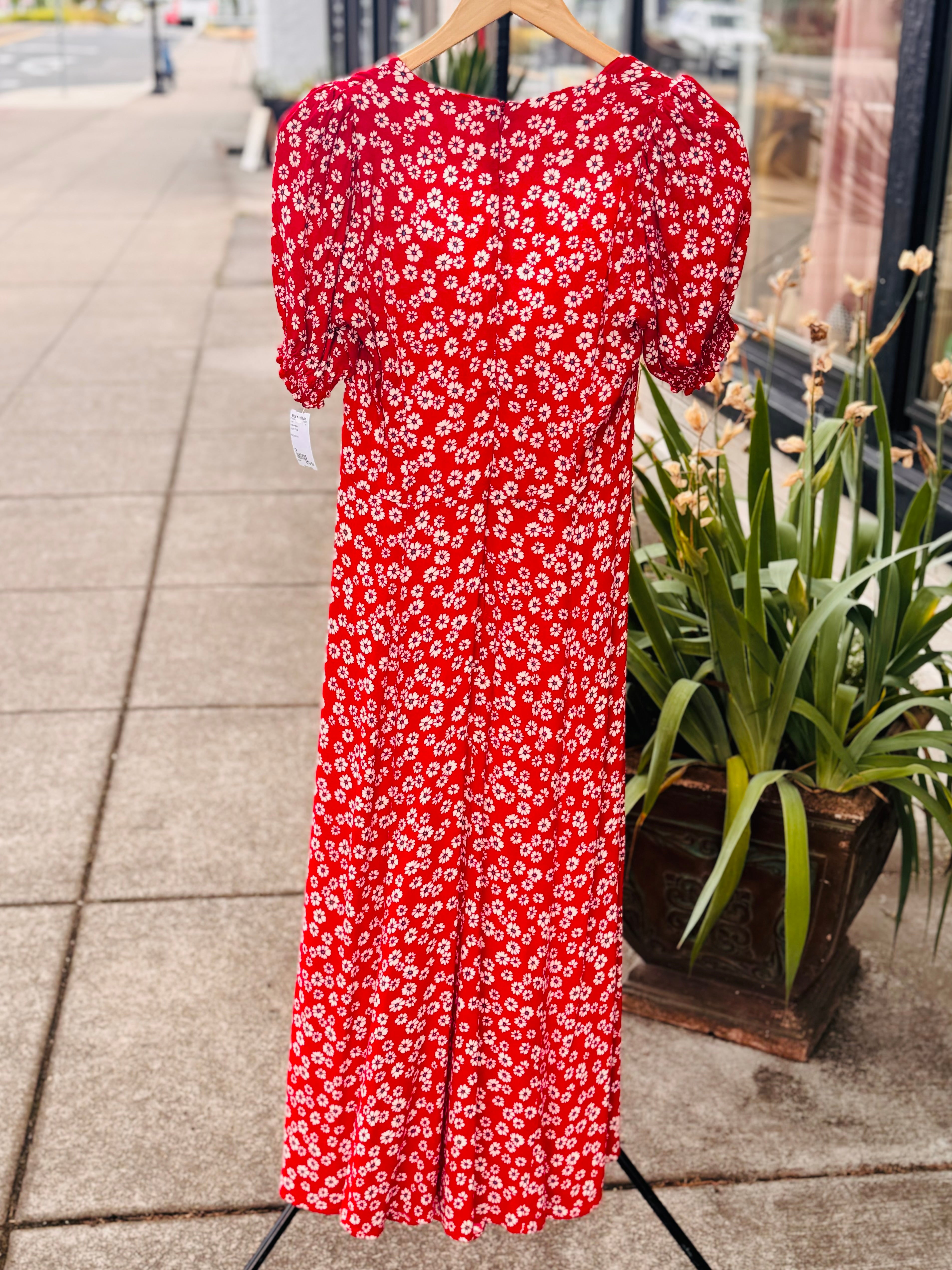 REFORMATION Red & White Floral Maxi Dress Sz. 12