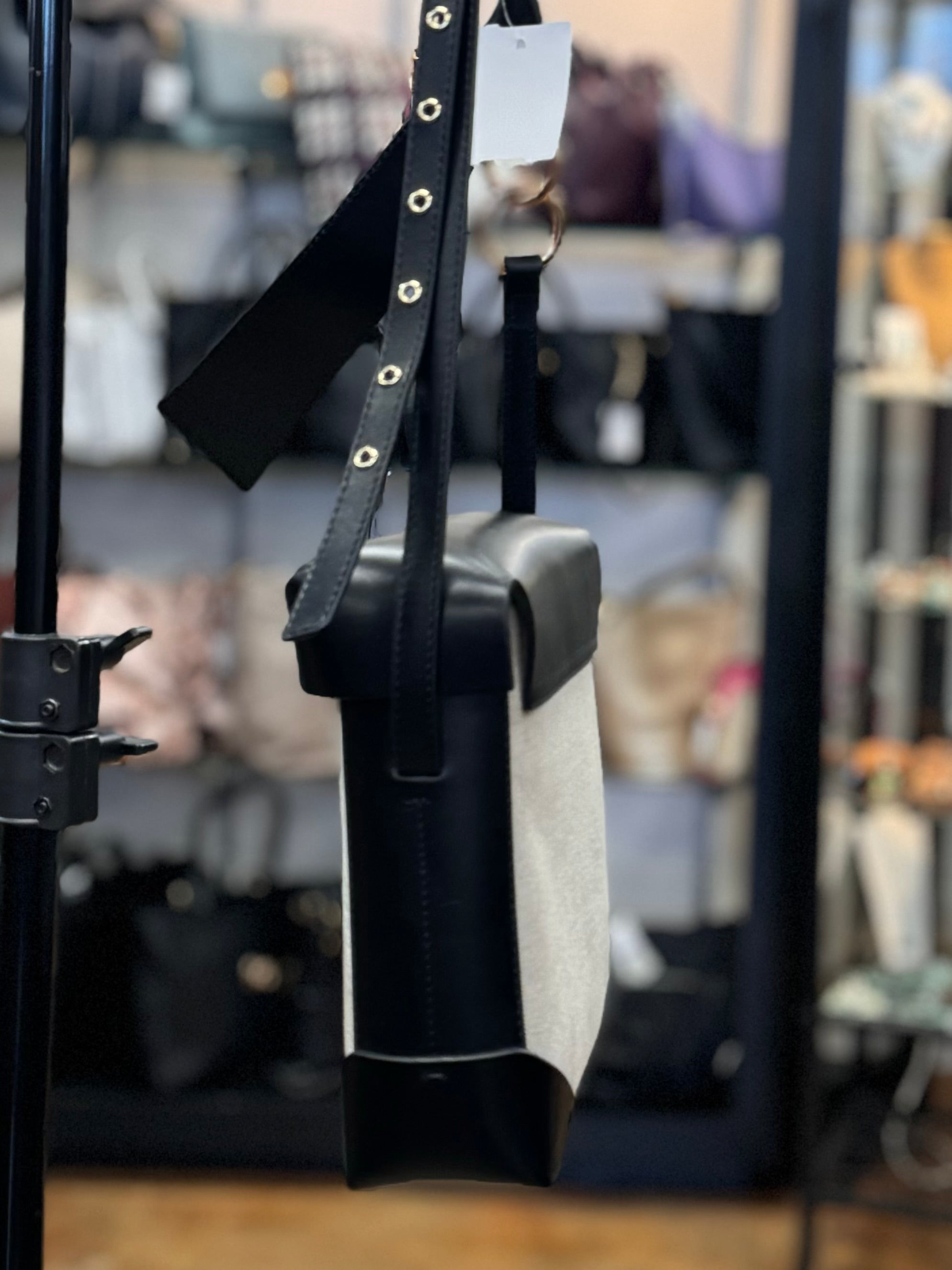 MANU Atelier Black & Cream Canvas & Leather Mini Pristine Bag