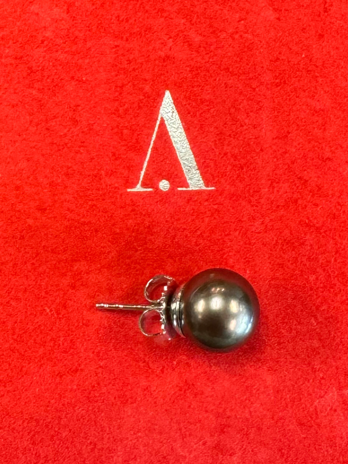 SOLD! 10mm Tahitian Black Pearl & 14k White Gold Stud Earrings