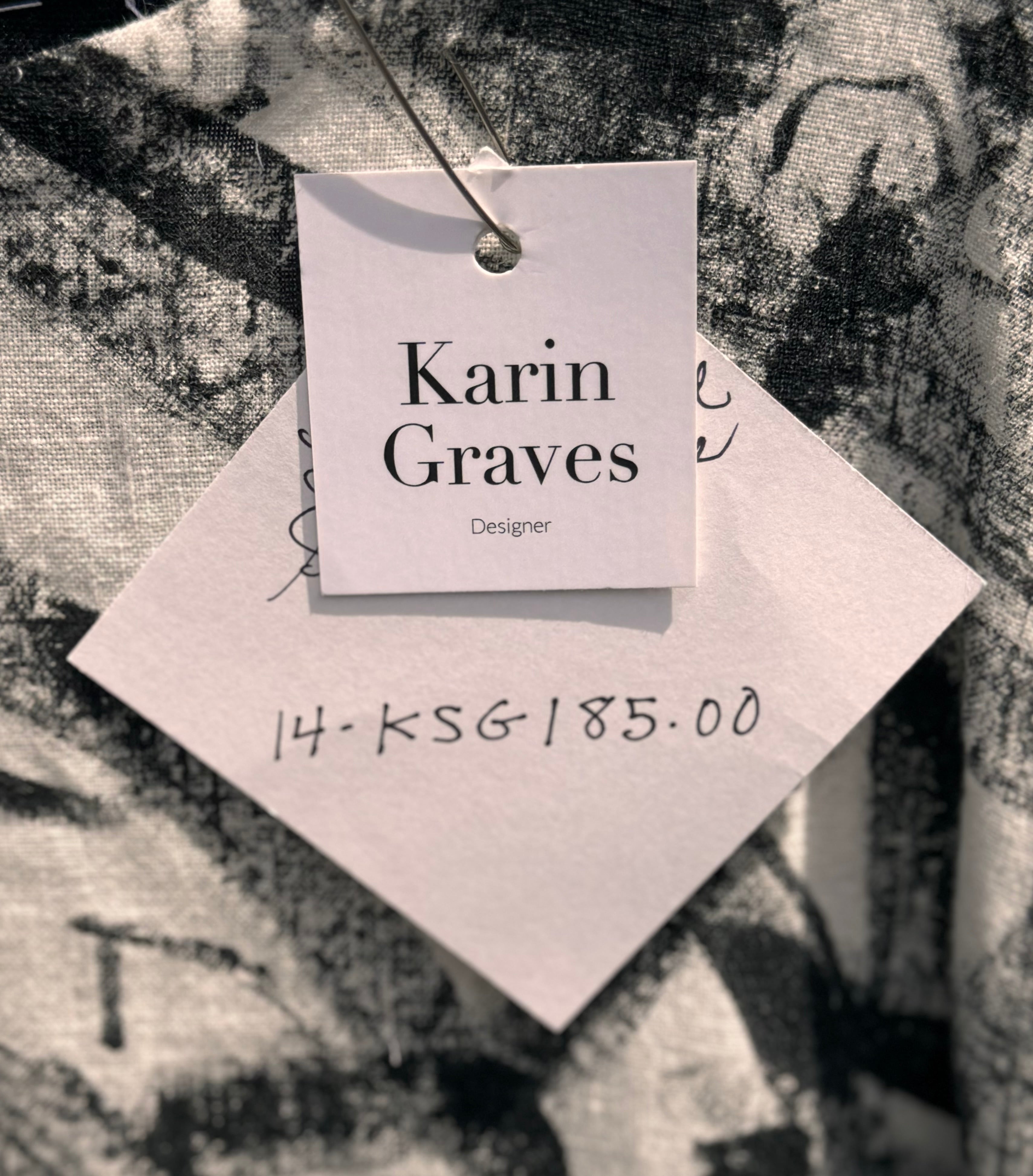 SOLD! Karin Graves White & Black Print Dress Sz. M/L