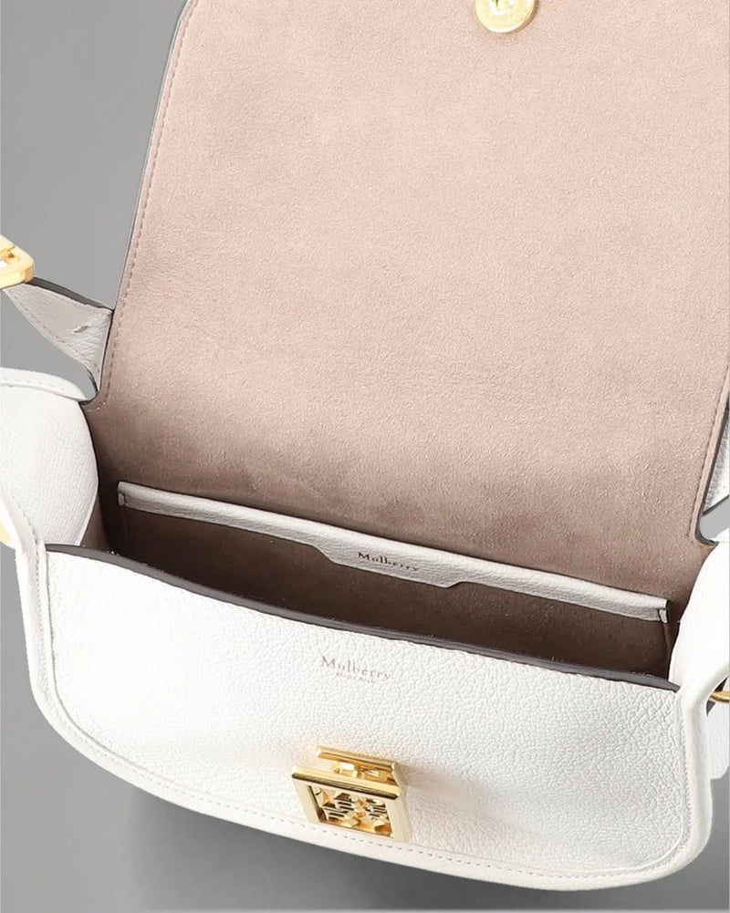 SOLD! MULBERRY White Sadie Satchel Pebbled Leather Gold Hardware Bag