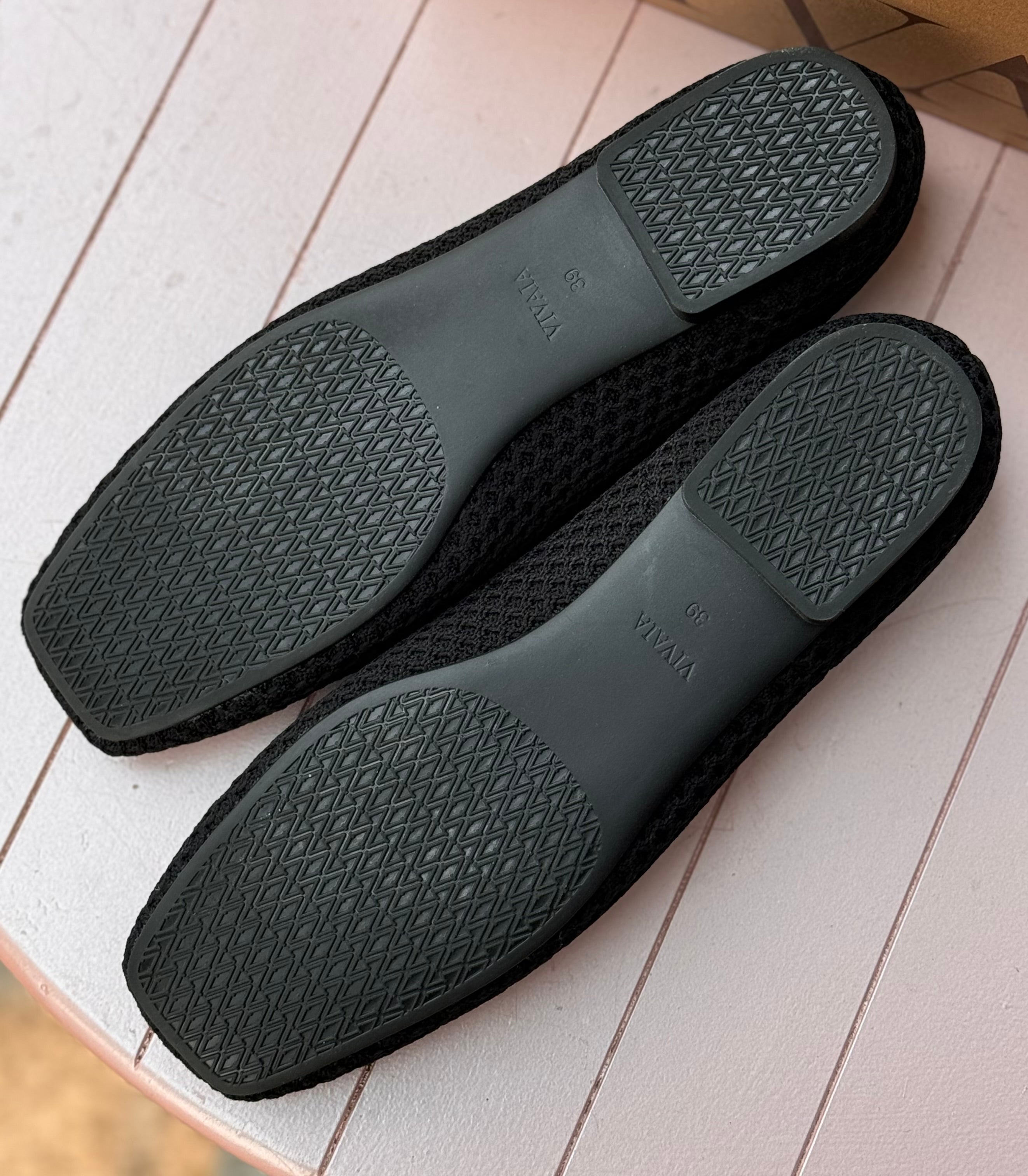 VIVAIA Margot 2.0 Black Mesh Square Toe Ballet Flats Sz. 39 / 8-8.5