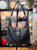 Vintage Y2K COACH  Hamptons Black Leather Buckle Shoulder Bag