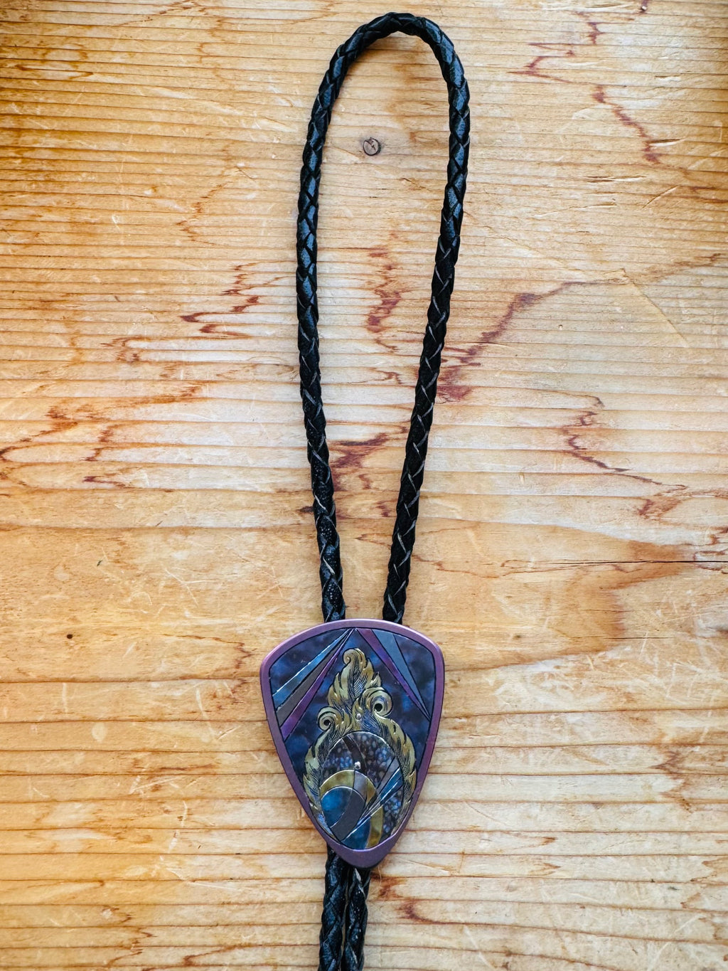 WALKERS ROCKERS Custom Engraved Anodized Patrica Walker Knives Bolo Tie