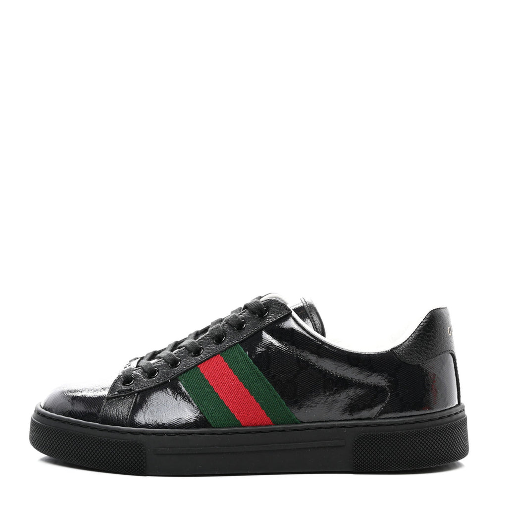 GUCCI Men’s Ace GG Crystal Canvas Patent Leather Sneakers Sz. 10 1/2