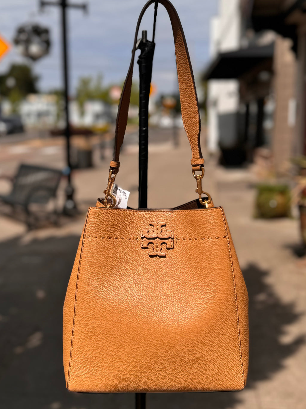TORY BURCH Brown Leather McGraw Bucket Shoulder Bag