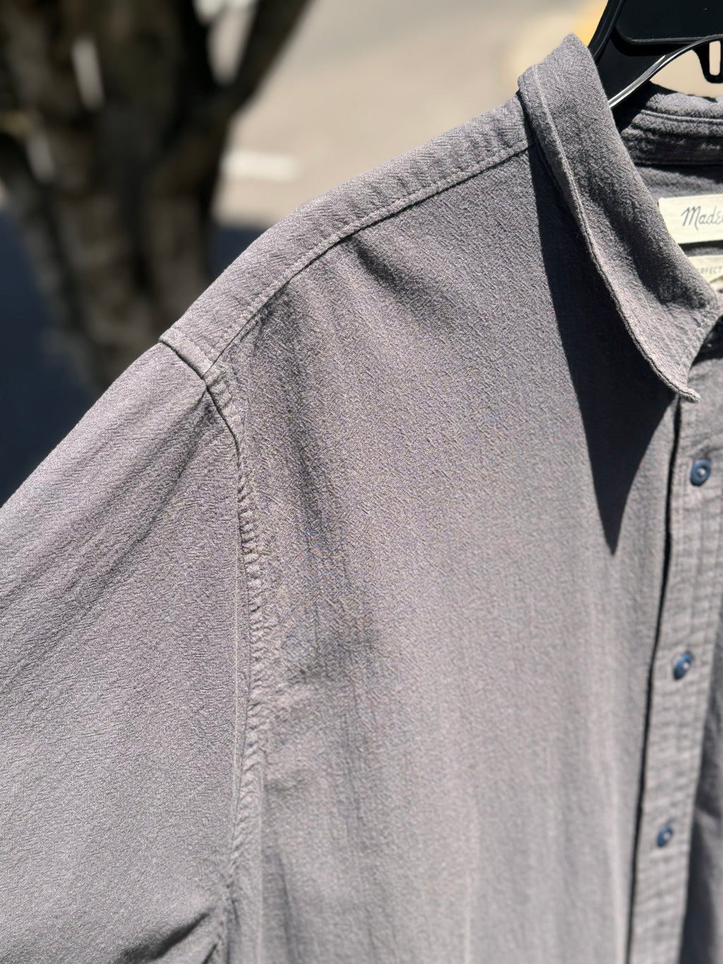 Madewell Grey 100% Cotton Button Up Short Sleeve Shirt X-Large