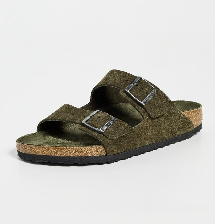 BIRKENSTOCK Green Suede Arizona Soft Footbed Sandals Sz. 38 NEW w/Box!