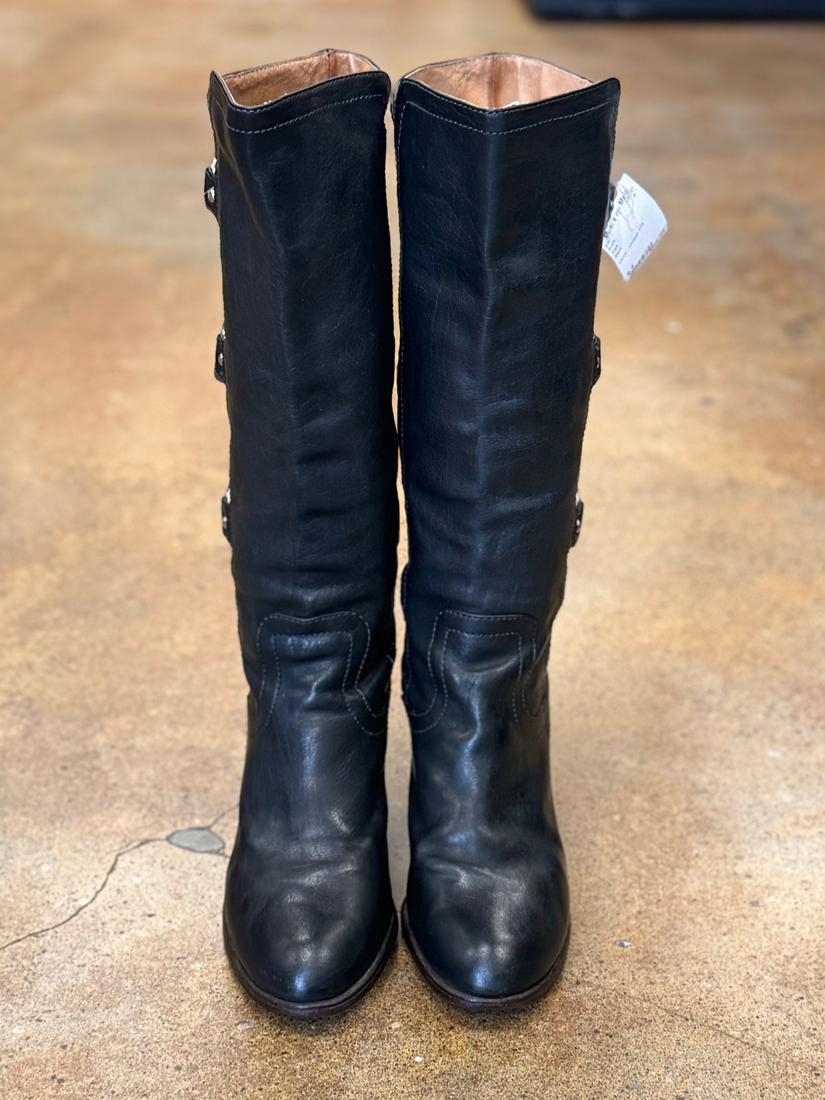 FRYE Vintage Y2K Fiona 3 Strap Riding Knee High Heeled Boots Sz. 9 1/2