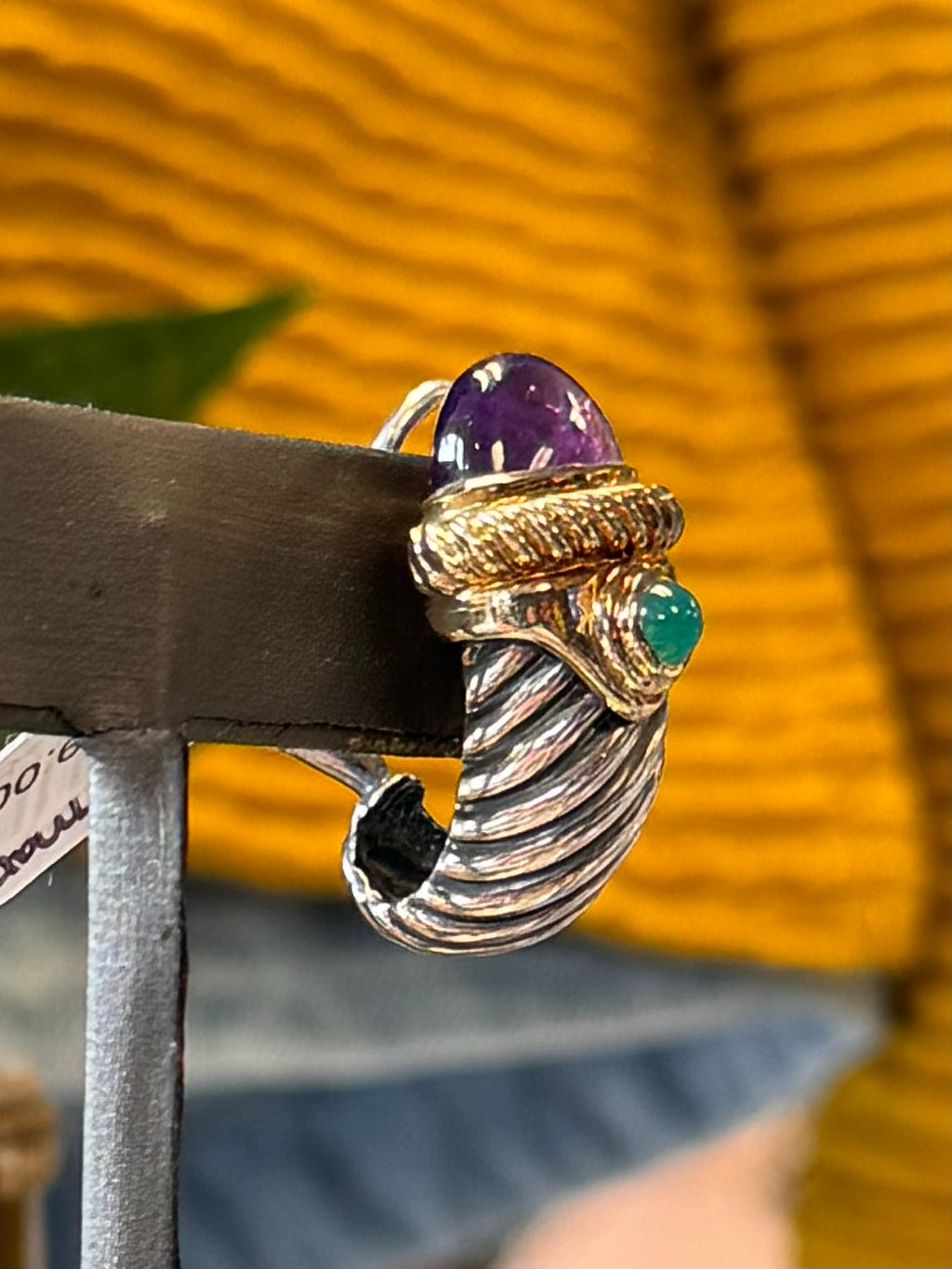 DAVID YURMAN 925 Sterling Silver Amethyst Green Tourmaline Vintage Earrings