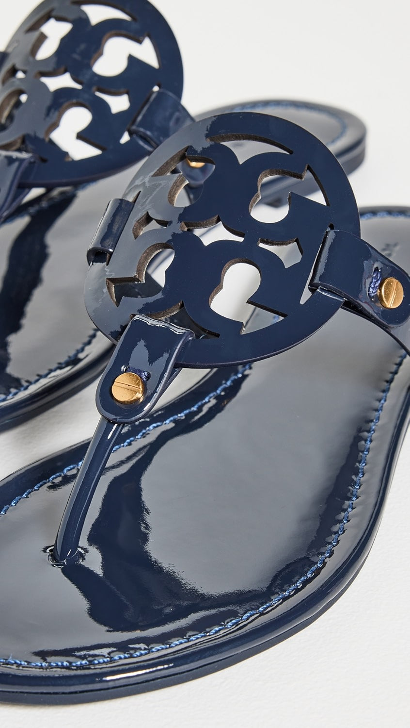 TORY BURCH Patent Leather Navy Miller Thong Sandals Sz. 8