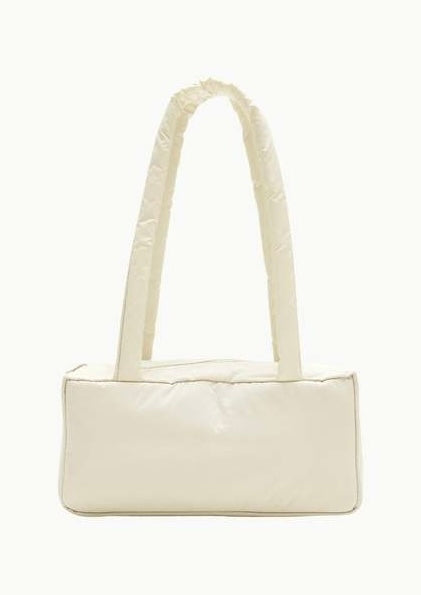 AMOMENTO Cream Nylon Padded Square Shoulder Bag