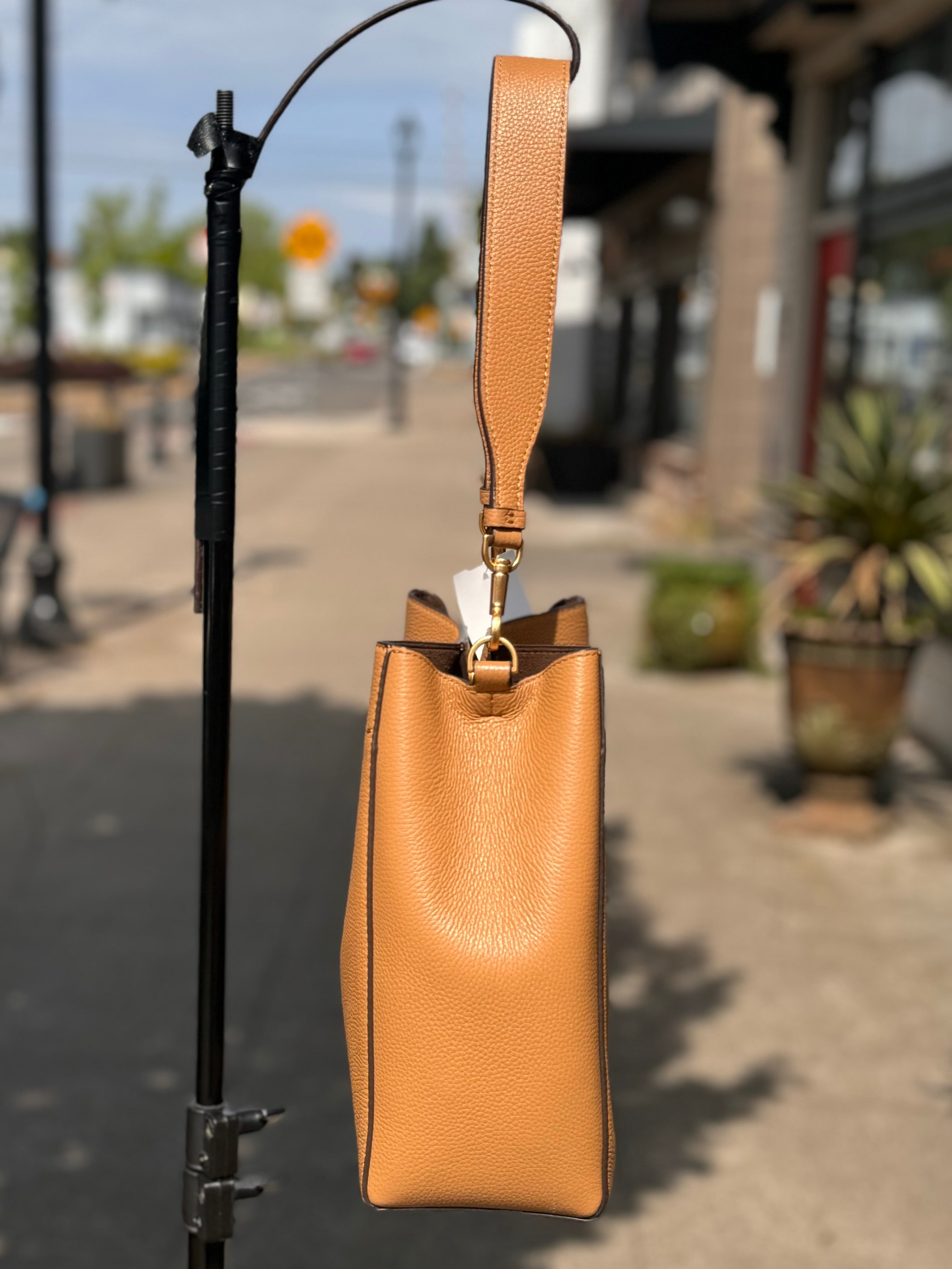 TORY BURCH Brown Leather McGraw Bucket Shoulder Bag