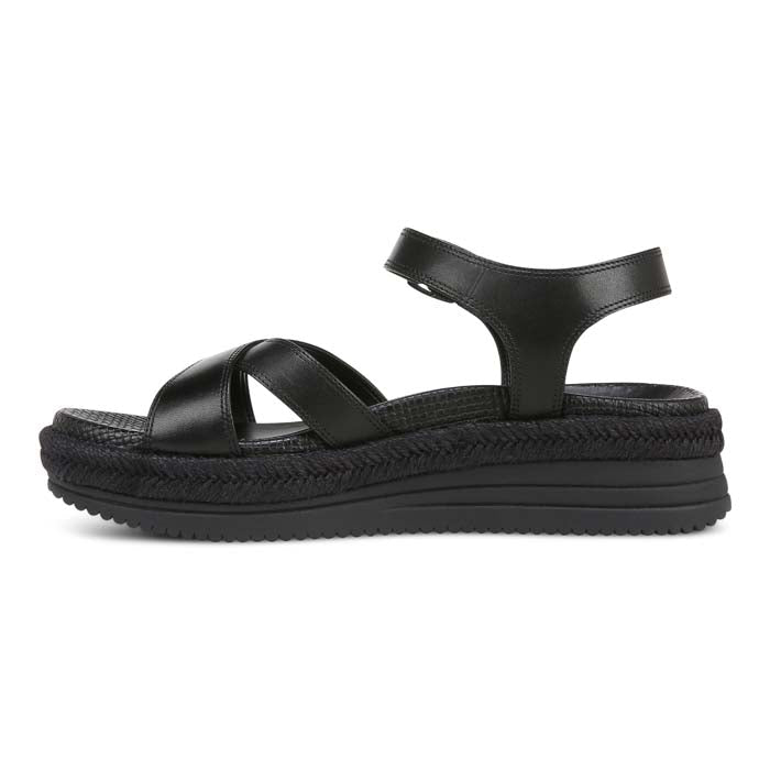 VIONIC Black Leather Espadrille Ankle Strap Sandals Sz. 9 1/2 w/Box!