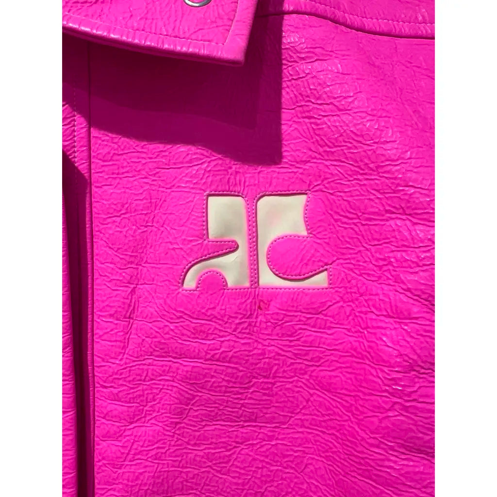 SOLD! Vintage Authentic Y2K courreges Paris Iconic Cropped Biker Jacket in Hot/Neon Pink Sz. 38/6