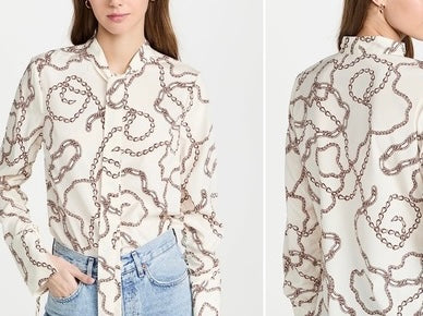 VERONICA BEARD Remi Chain-Print Silk Blouse Sz. 2