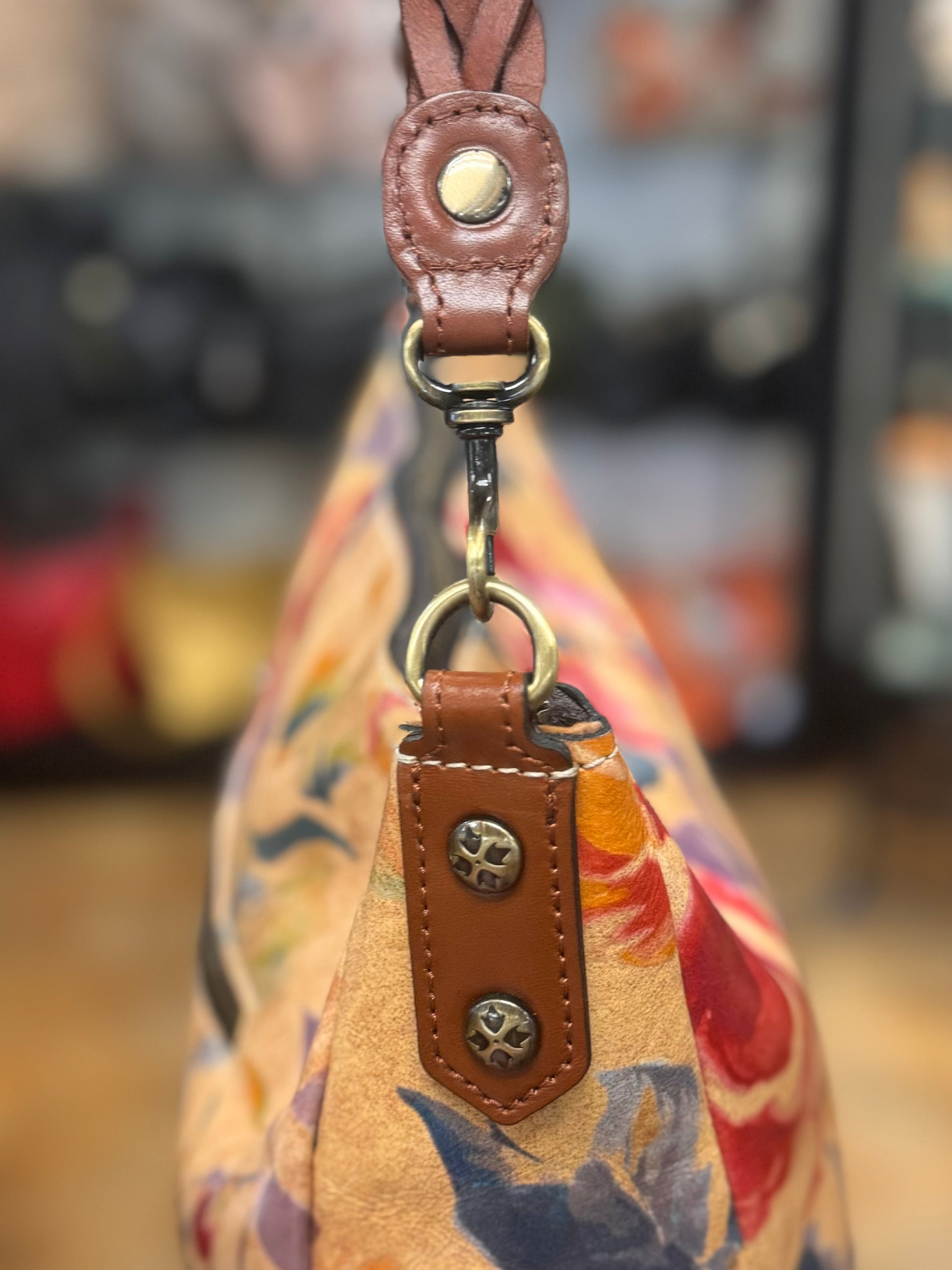 Patricia Nash Tan & Floral Lilia Heather Leather Shoulder Crossbody Bag