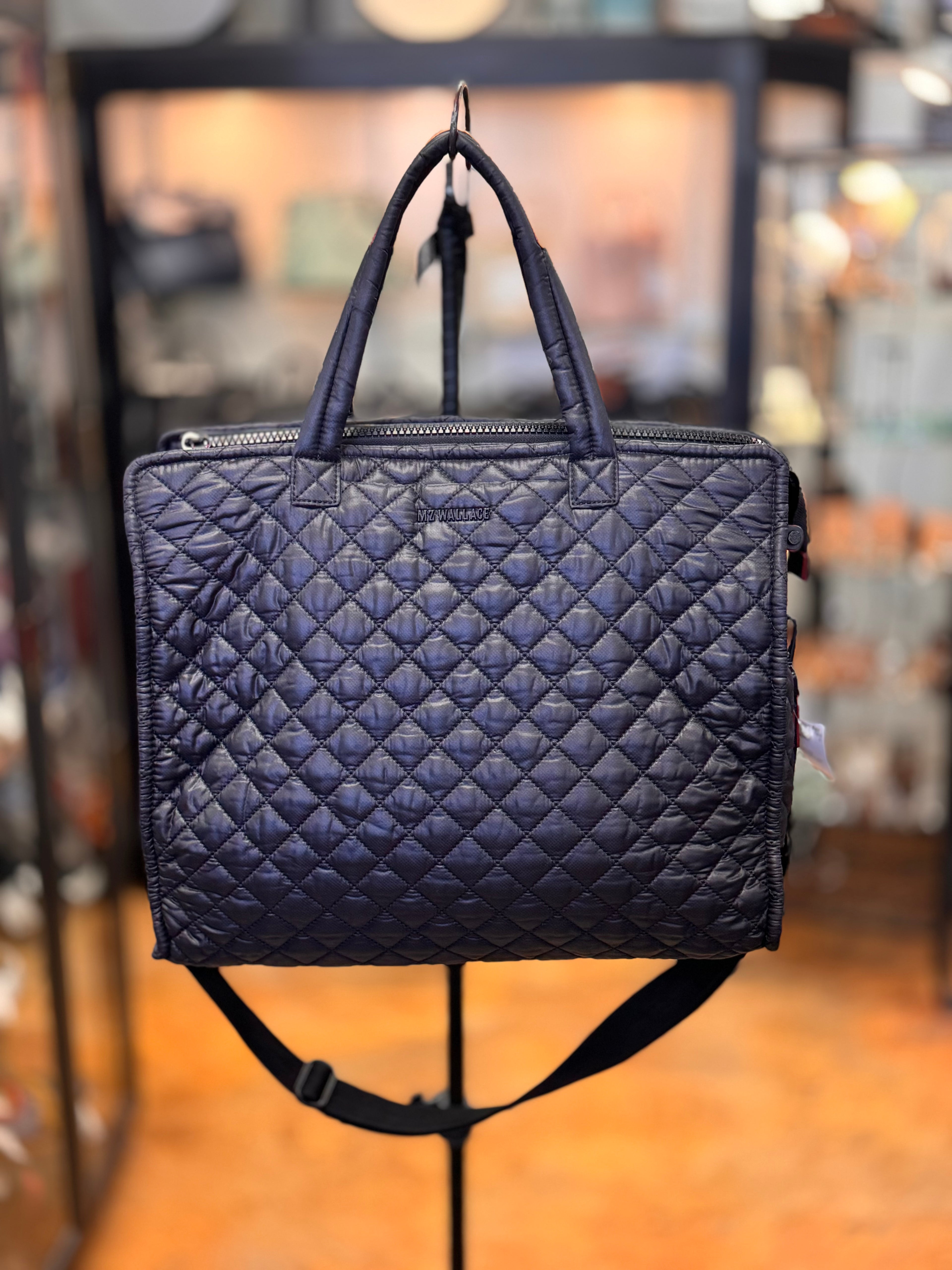 MZ WALLACE Black Nylon Quilted Box Tote