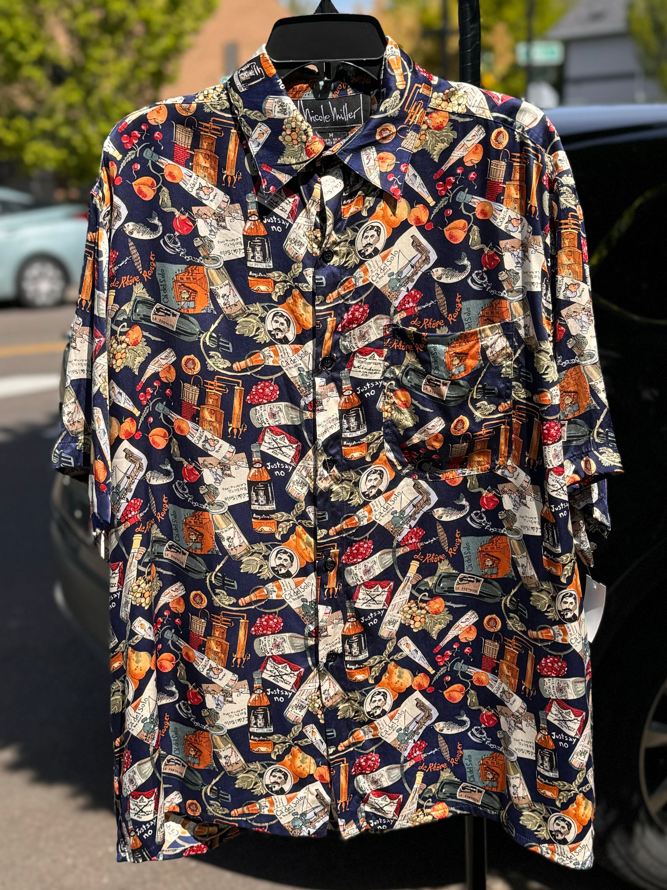 Vintage 90’s Men’s Nicole Miller Ca Del Sol 100% Silk Shirt Medium