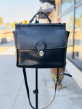 COACH Black Leather Turn Lock 90s Vintage Messenger Bag