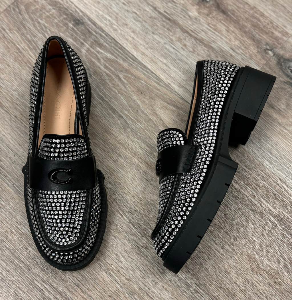 COACH Black Leah Crystal Platform Loafer Sz. 8 1/2