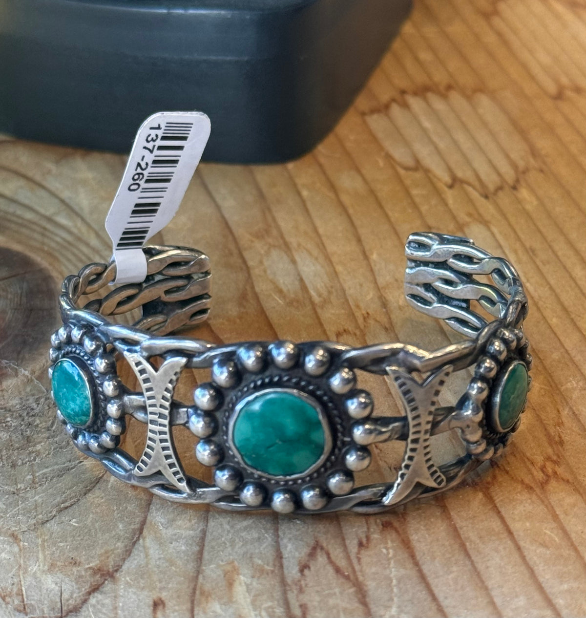 Native American Navajo Fred Harvey Era Sterling Silver Turquoise Cuff