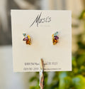 14K Yellow Gold Faceted Marquis Topaz, Amethyst, Citrine Swirl Stud Earrings