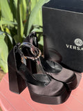 VERSACE Medusa Aevitas Platform Satin Crystal Heels Sz. 38 1/2